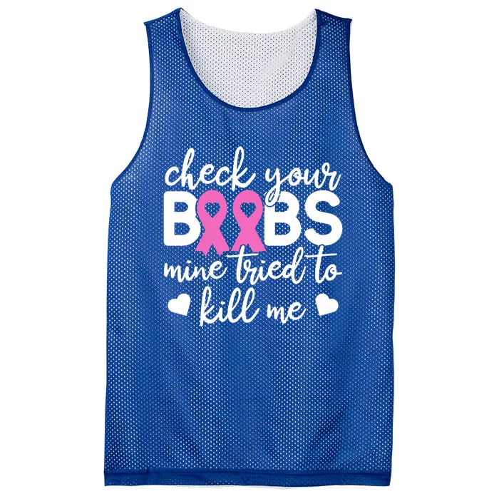 Check Your Boobies Breast Cancer Awareness Fight Cancer Gift Mesh Reversible Basketball Jersey Tank