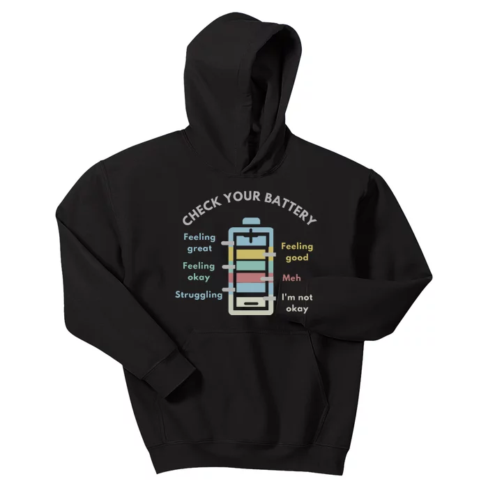 Check Your Battery Funny Therapist Kids Hoodie