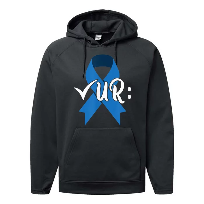 Check Your Colon Colorectal Cancer Awareness Performance Fleece Hoodie