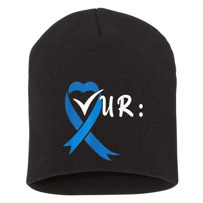 Check Your Colon Colorectal Cancer Awareness Short Acrylic Beanie