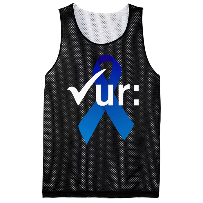 Check Your Colon Colorectal Cancer Awareness Blue Ribbon Mesh Reversible Basketball Jersey Tank