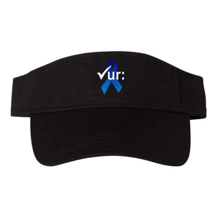 Check Your Colon Colorectal Cancer Awareness Blue Ribbon Valucap Bio-Washed Visor