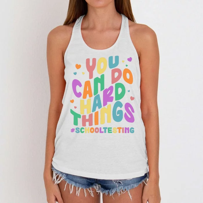 Cute You Can Do Hard Things #School Testing Women's Knotted Racerback Tank