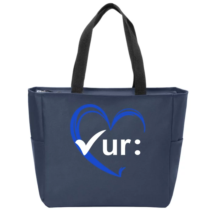 Check Your Colon Cancer Awareness Heart Zip Tote Bag