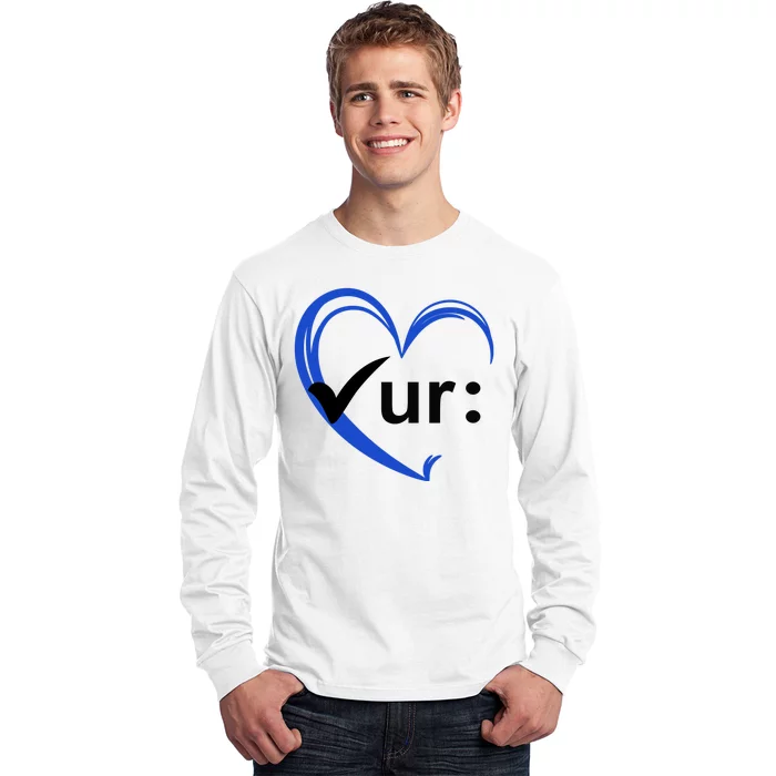 Check Your Colon Cancer Awareness Heart Long Sleeve Shirt