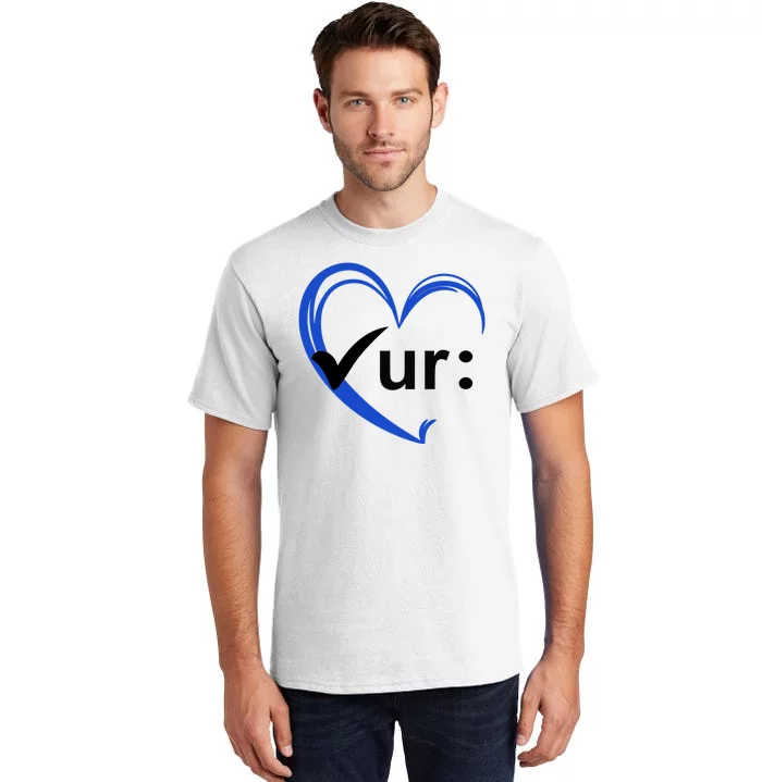 Check Your Colon Cancer Awareness Heart Tall T-Shirt