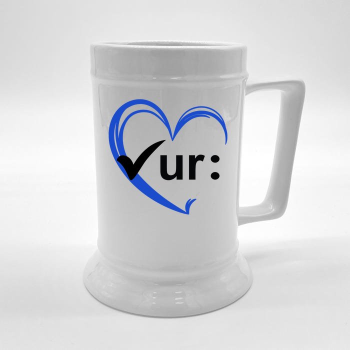 Check Your Colon Cancer Awareness Heart Front & Back Beer Stein