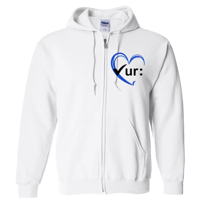 Check Your Colon Cancer Awareness Heart Full Zip Hoodie