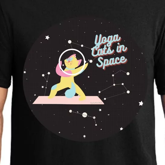 Cute Yoga Cats In Space Funny Design For Yoga And Cat Lovers Cute Gift Pajama Set