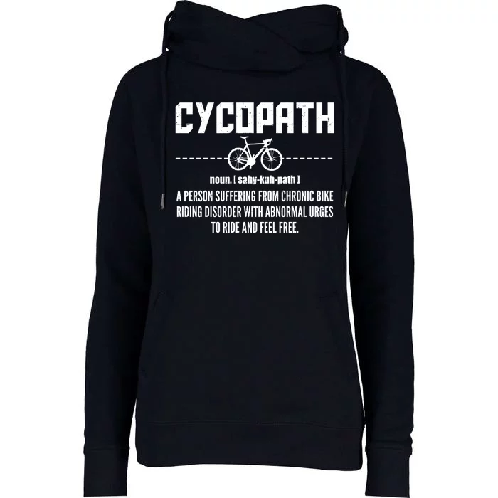 Cycopath Definition Biking Cycling Womens Funnel Neck Pullover Hood