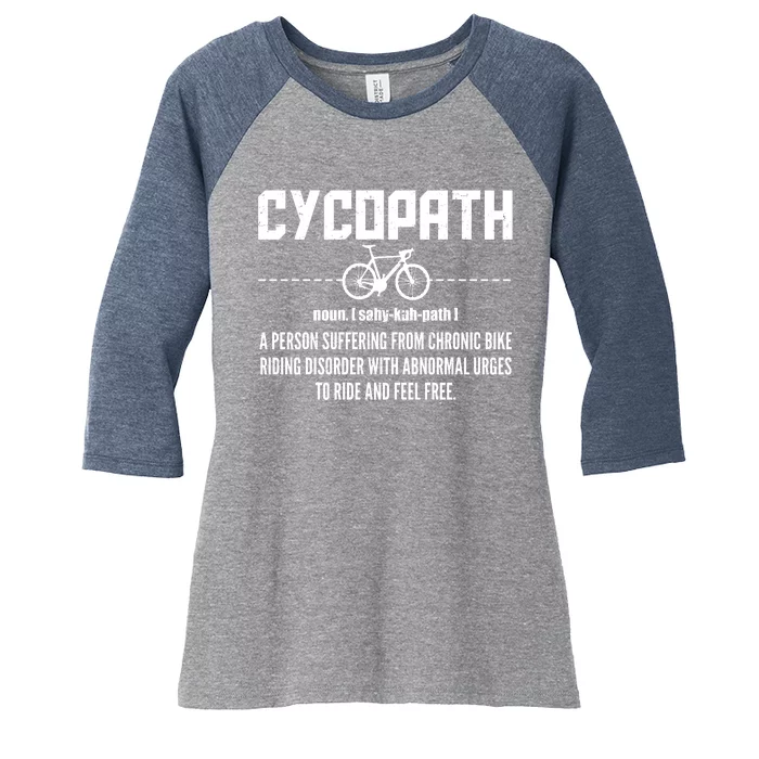 Cycopath Definition Biking Cycling Women's Tri-Blend 3/4-Sleeve Raglan Shirt