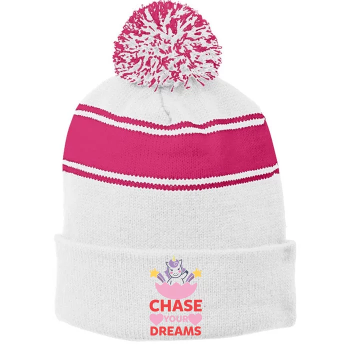 Chase Your Dreams Stripe Pom Pom Beanie