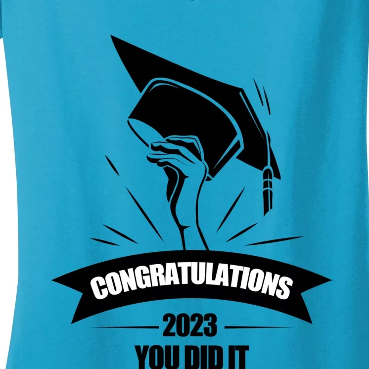 Congratulations You Did It Proud Parents Graduation Family Gift Women's V-Neck T-Shirt