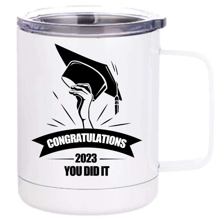 Congratulations You Did It Proud Parents Graduation Family Gift Front & Back 12oz Stainless Steel Tumbler Cup