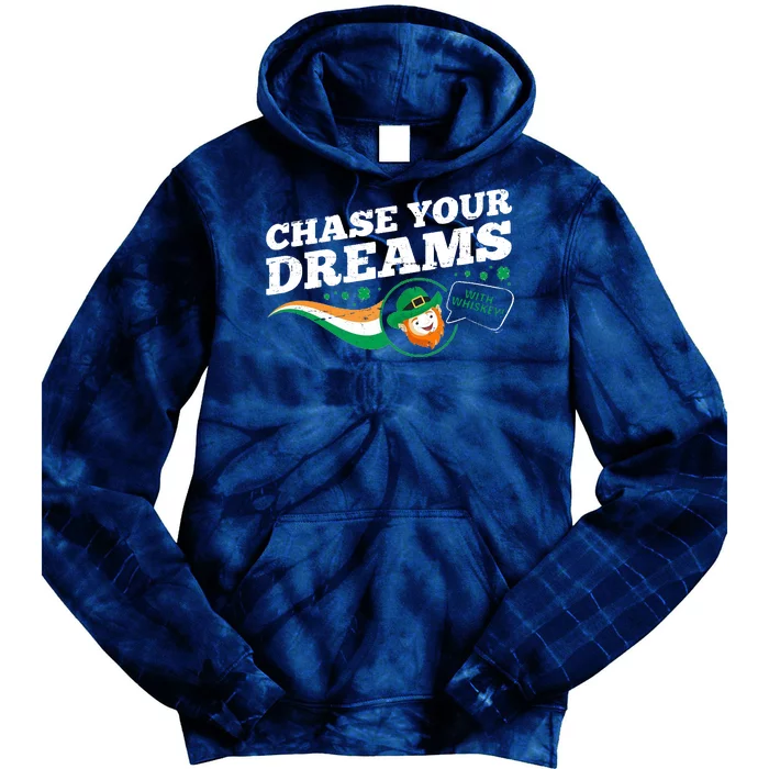 Chase Your Dreams With Whisky Leprechaun Tie Dye Hoodie