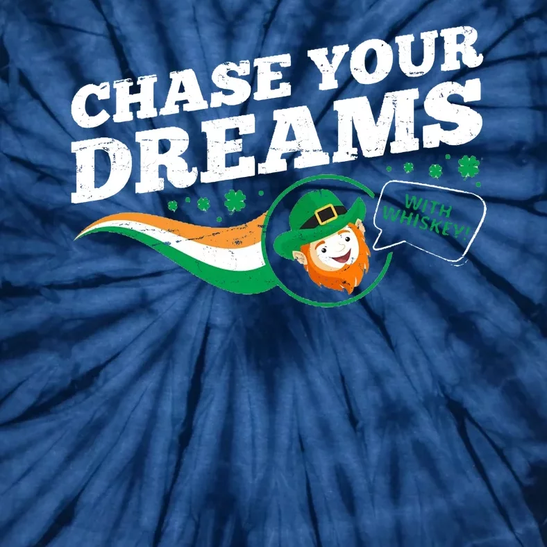 Chase Your Dreams With Whisky Leprechaun Tie-Dye T-Shirt