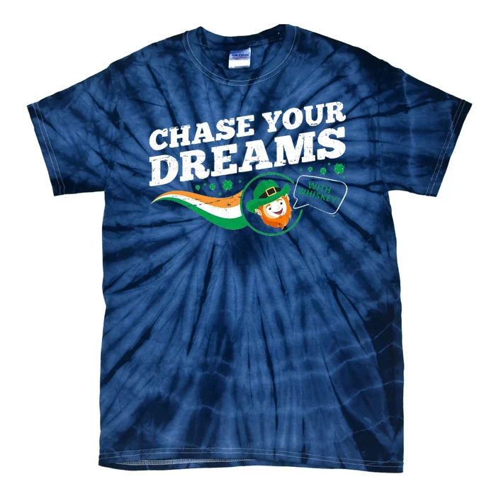 Chase Your Dreams With Whisky Leprechaun Tie-Dye T-Shirt