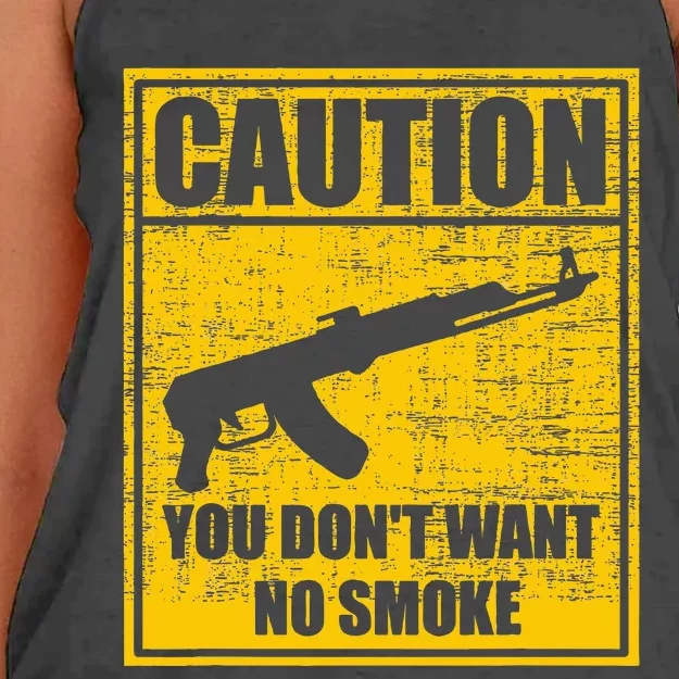 Caution You DonT Want No Smoke Mini Draco Ak47 Rifle Gun Women's Knotted Racerback Tank