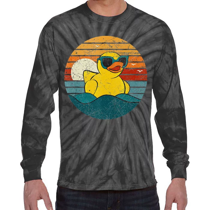 Cute Yellow Duck Bath Toy Rubber Duckling Ducky Duck Lover Tie-Dye Long Sleeve Shirt