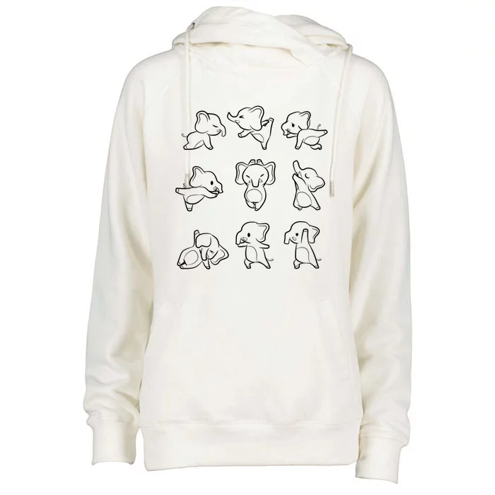 Cute Yoga Elephant Sequence Gift Womens Funnel Neck Pullover Hood