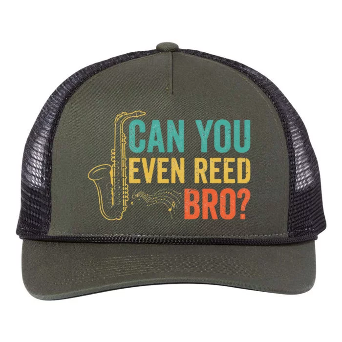 Can You Even Reed Bro Funny Saxophone Player Retro Rope Trucker Hat Cap