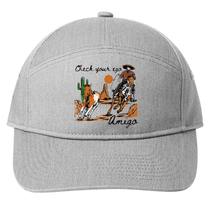 Check Your Ego Amigo Western Vintage Western Cowboy 7-Panel Snapback Hat