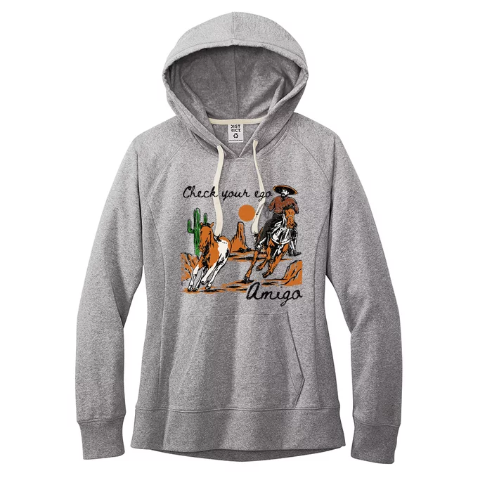 Check Your Ego Amigo Western Vintage Western Cowboy Women's Fleece Hoodie