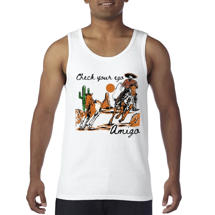 Check Your Ego Amigo Western Vintage Western Cowboy Tank Top