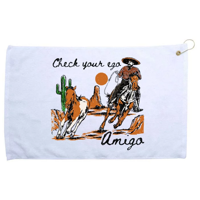 Check Your Ego Amigo Western Vintage Western Cowboy Grommeted Golf Towel