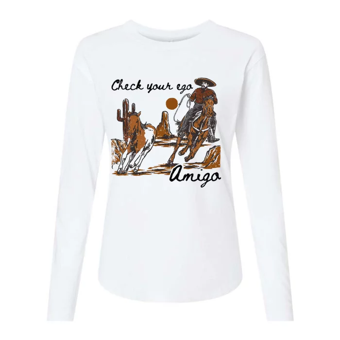 Check Your Ego Amigo Womens Cotton Relaxed Long Sleeve T-Shirt