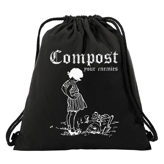 Compost Your Enemies Drawstring Bag