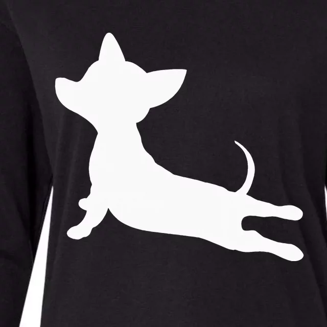 CHIWEENIE YOGA FITNESS Chihuahua Dachshund Exercise Womens Cotton Relaxed Long Sleeve T-Shirt