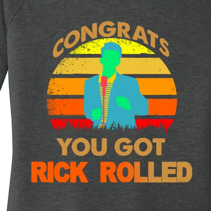 Congrats You Got Rick Rolled Meme Women's Perfect Tri Tunic Long Sleeve Shirt