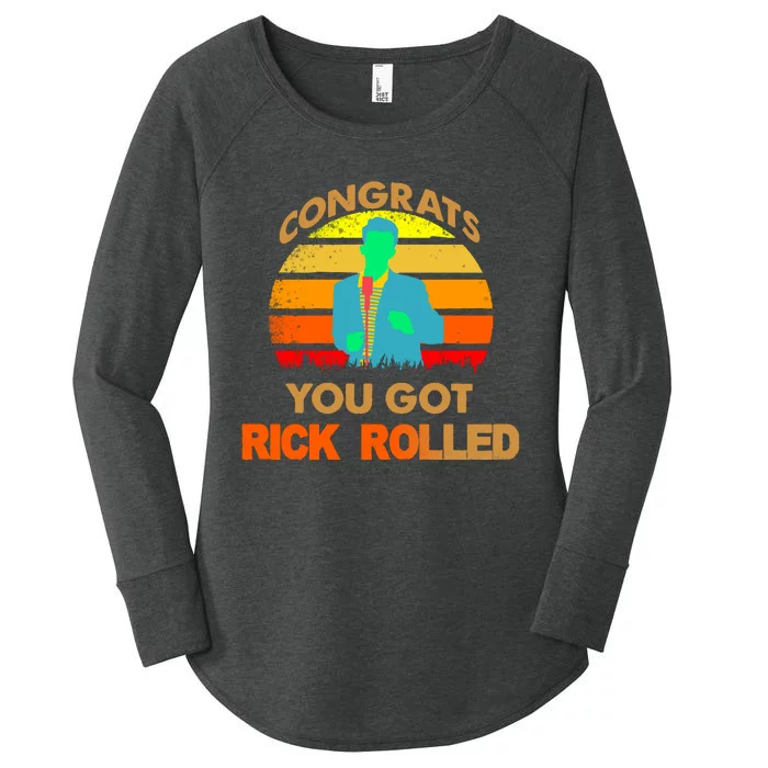 Congrats You Got Rick Rolled Meme Women's Perfect Tri Tunic Long Sleeve Shirt