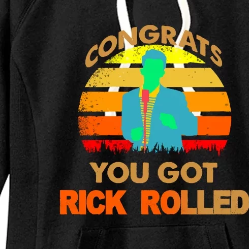 Congrats You Got Rick Rolled Meme Women's Fleece Hoodie