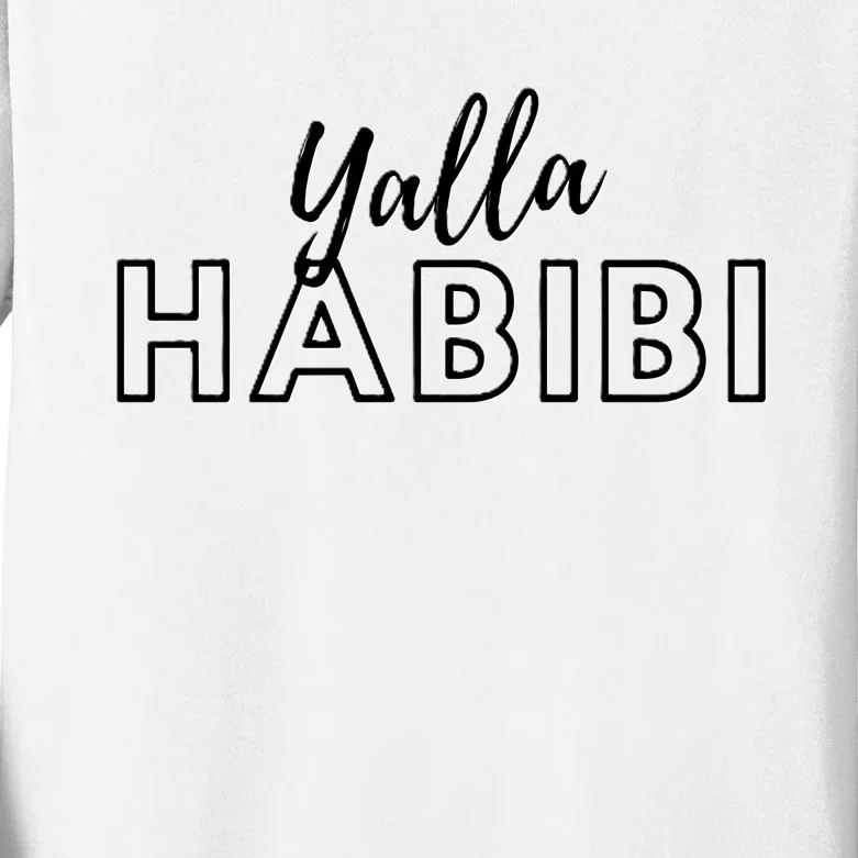 Cool Yalla Habibi Arabic Writing Kids Long Sleeve Shirt