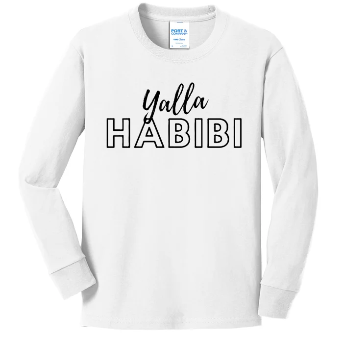 Cool Yalla Habibi Arabic Writing Kids Long Sleeve Shirt