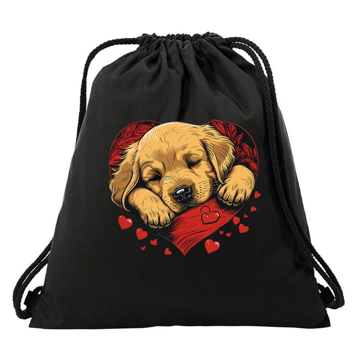 Cute Yellow Labrador Retriever Dog Art Golden Retriever Drawstring Bag