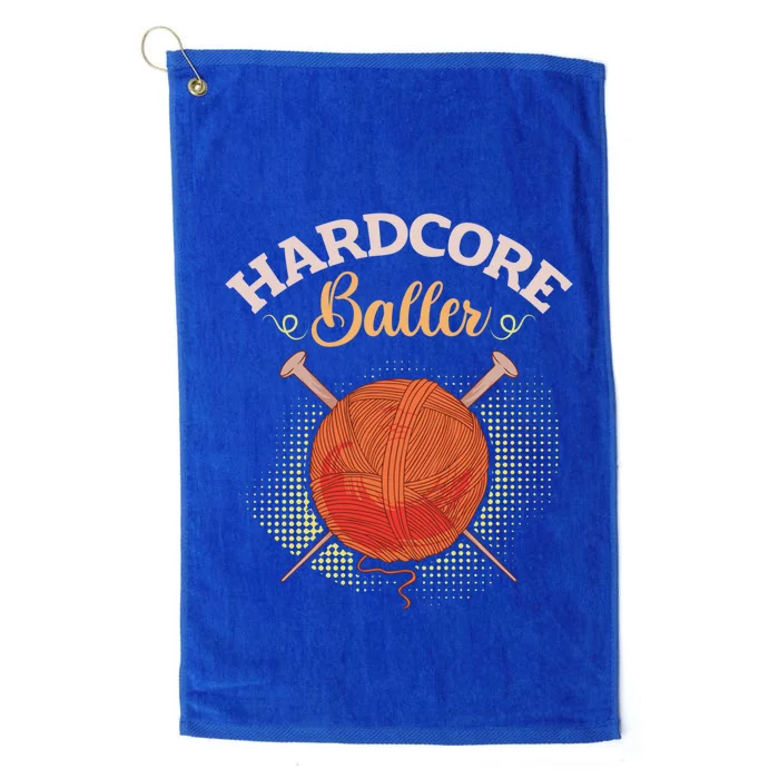 Crochet Yarn Lovers Hardcore Baller Funny Crocheting Gift Platinum Collection Golf Towel