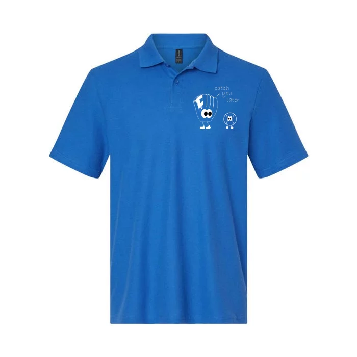 Catch You Later Funny Baseball Softstyle Adult Sport Polo