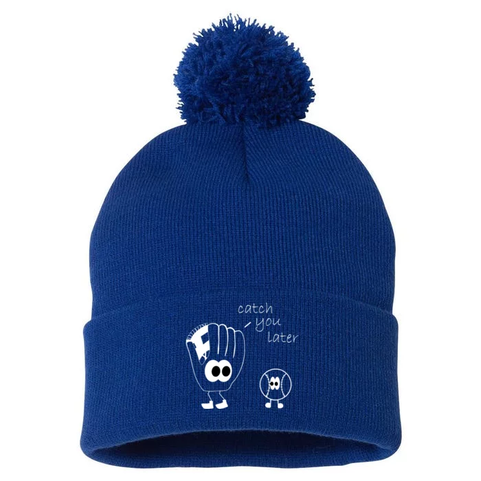 Catch You Later Funny Baseball Pom Pom 12in Knit Beanie