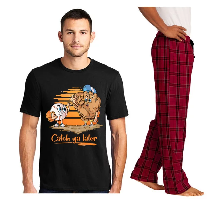 Catch Ya Later Cartoon Baseball Glove And Baseball Ball Pajama Set