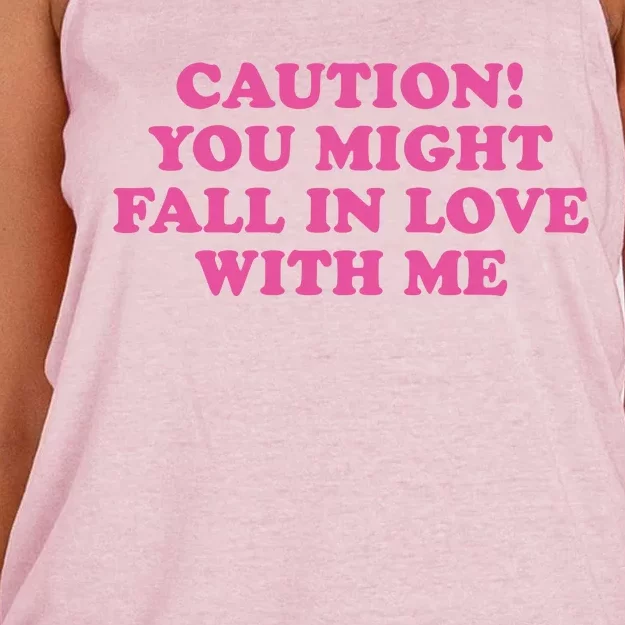 Caution! You Might Fall In Love With Me Women's Knotted Racerback Tank