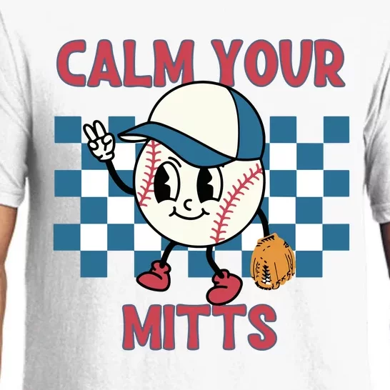 Calm Your Mitts Retro Baseball Pajama Set