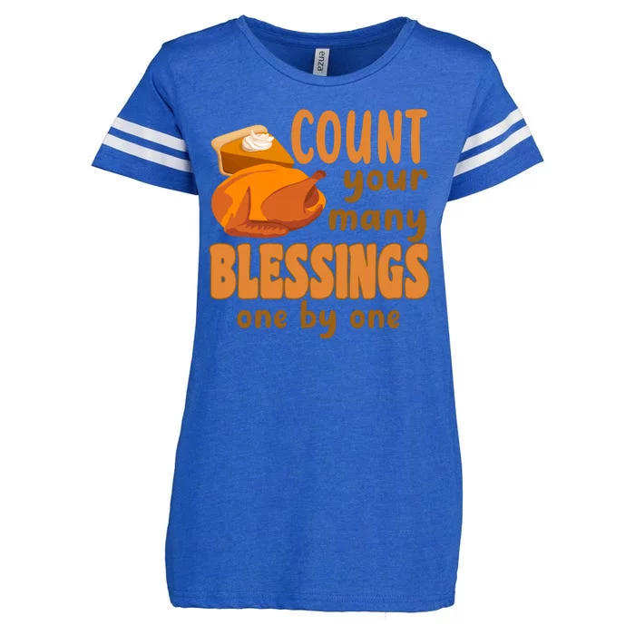 Count Your Many Blessings One By One Thanksgiving Enza Ladies Jersey Football T-Shirt