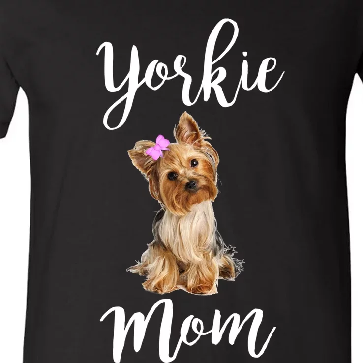 Cute Yorkie Mom Dog Apparel Gift V-Neck T-Shirt