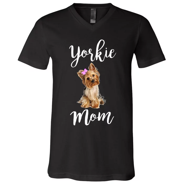 Cute Yorkie Mom Dog Apparel Gift V-Neck T-Shirt