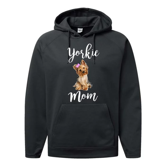 Cute Yorkie Mom Dog Apparel Gift Performance Fleece Hoodie