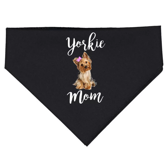 Cute Yorkie Mom Dog Apparel Gift USA-Made Doggie Bandana