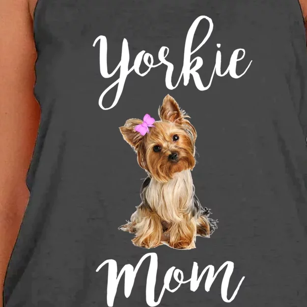 Cute Yorkie Mom Dog Apparel Gift Women's Knotted Racerback Tank